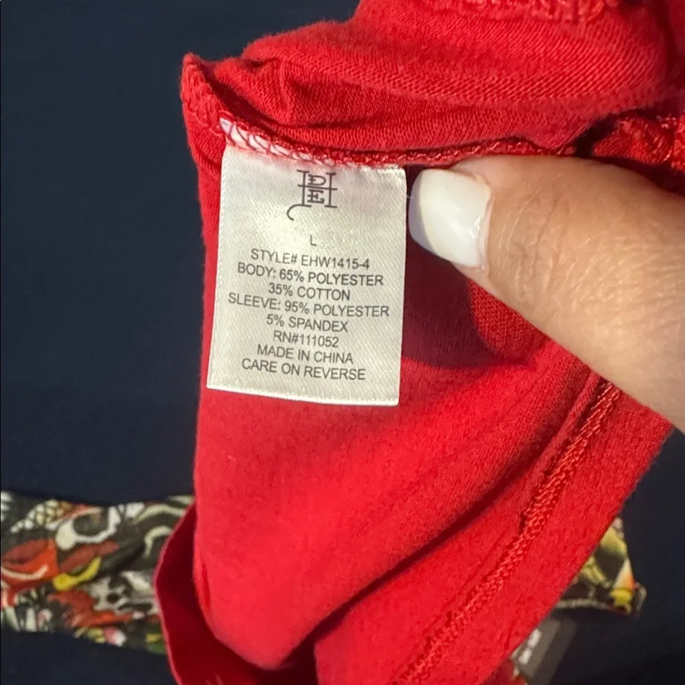 Ed Hardy Red Long Sleeve Graphic crop tee - Picture 4 of 6